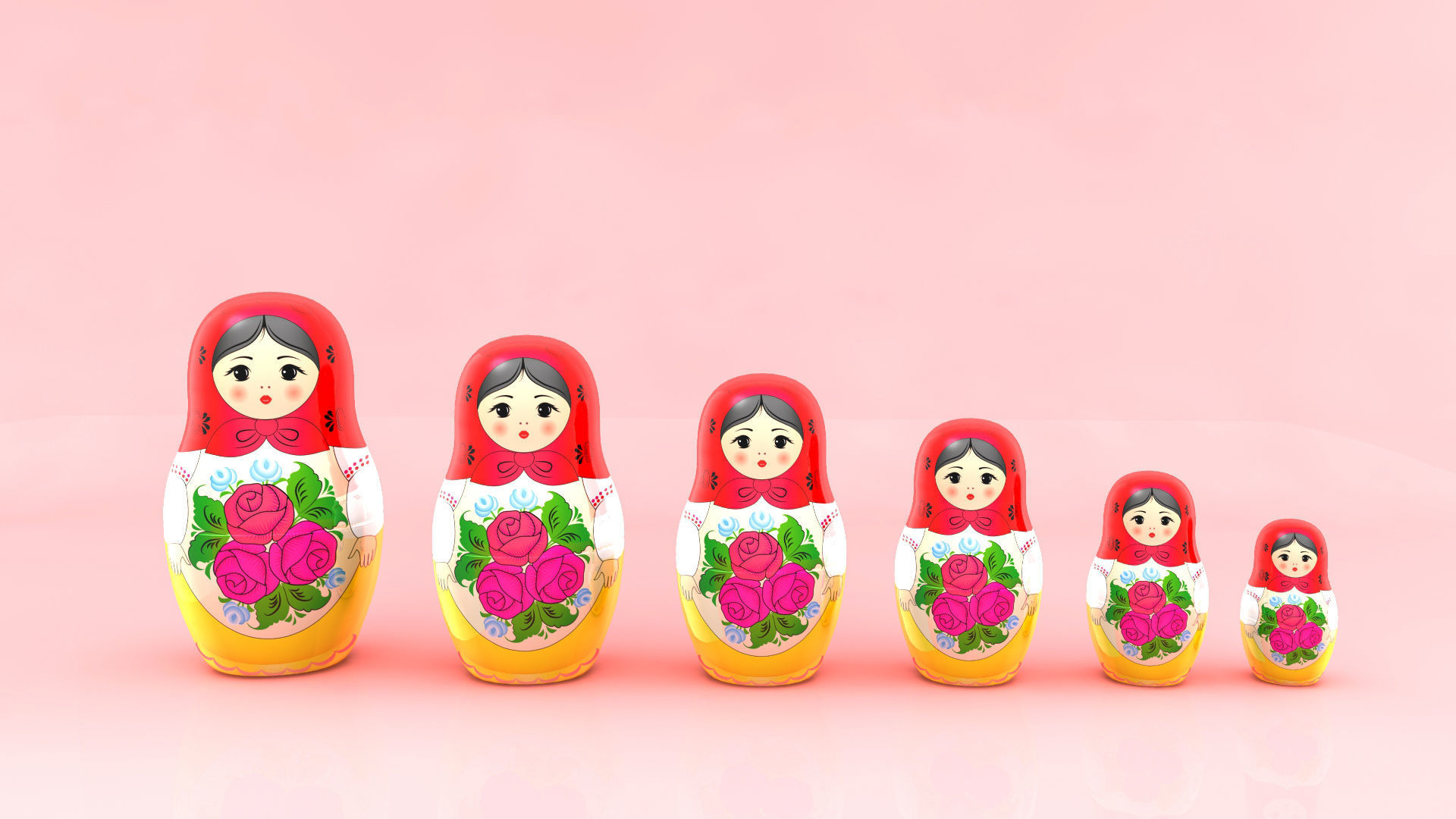 Babushka matryoshka dolls 3D model_1