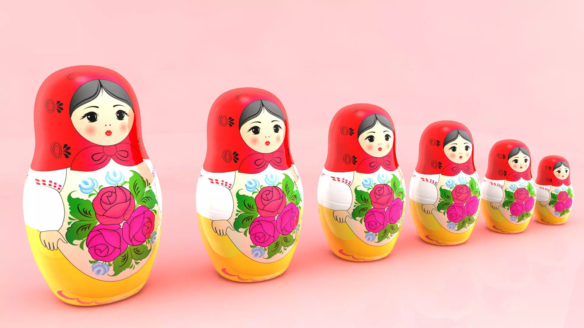 Babushka matryoshka dolls 3D model_0