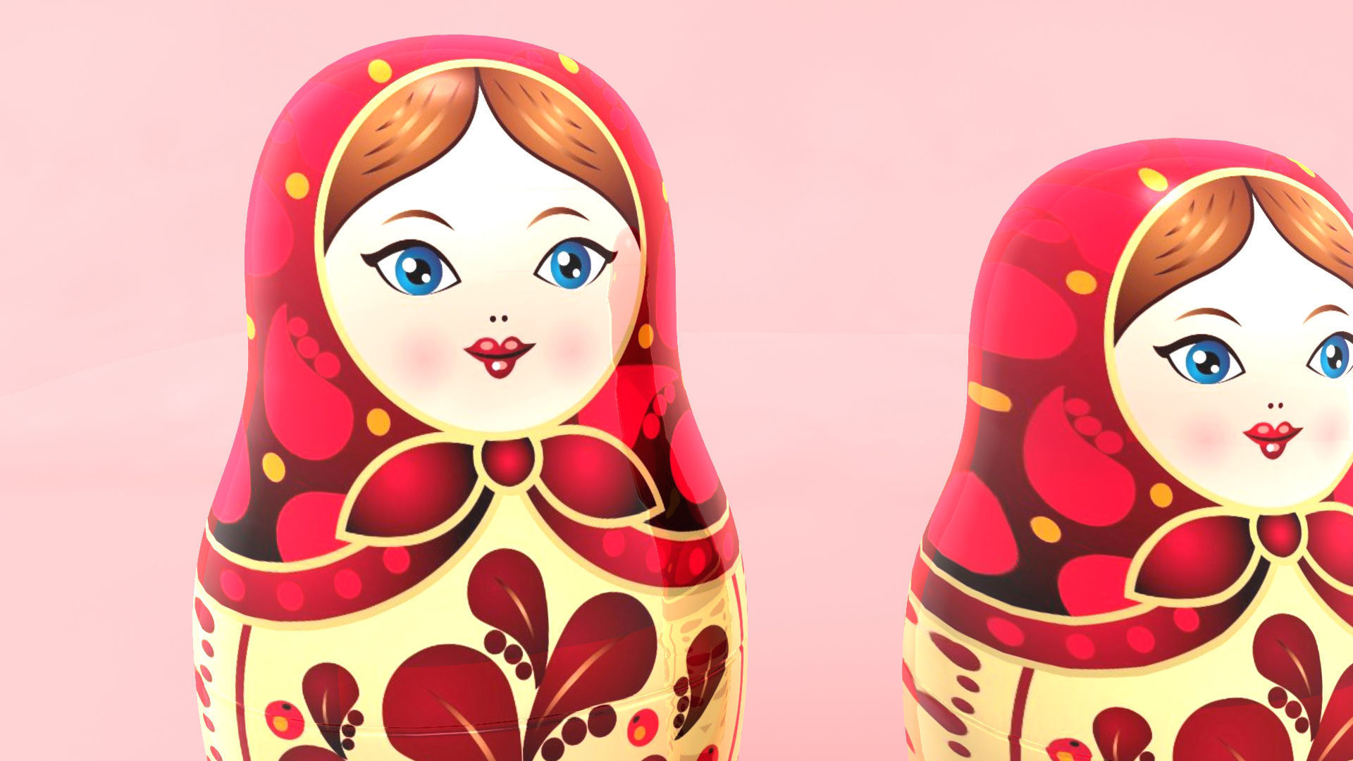 Babushka matryoshka dolls 3D model_7