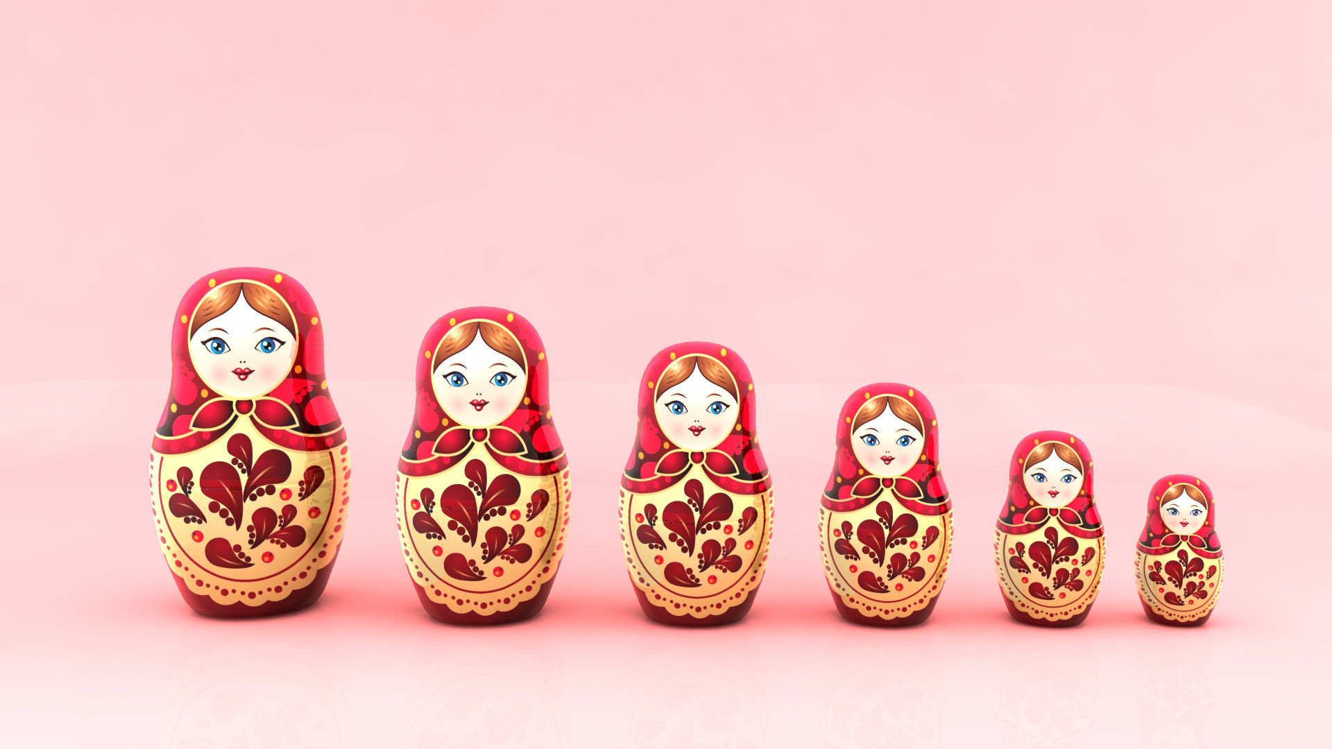 Babushka matryoshka dolls 3D model_2