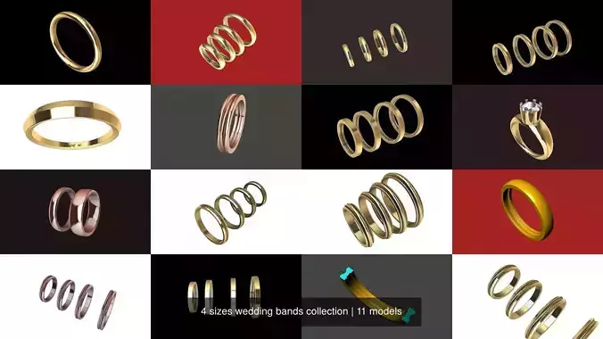 4 sizes wedding bands collection