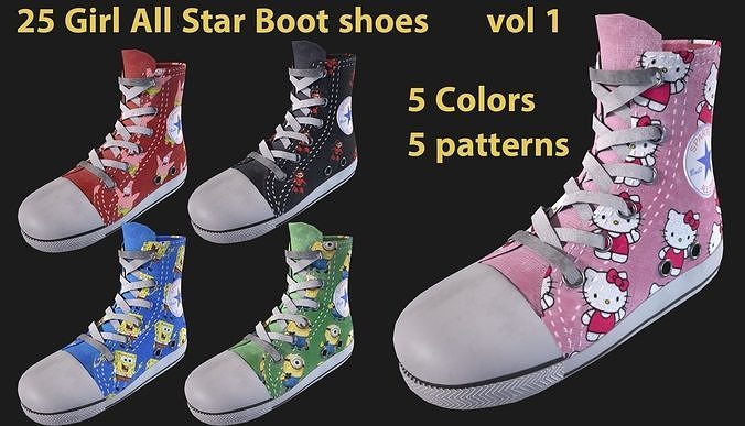 25 all star girl shoes boot sneaker Low-poly 3D model