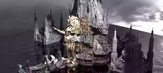 Ocean Cyberpunk Sea City 3 Kit bash 3D model