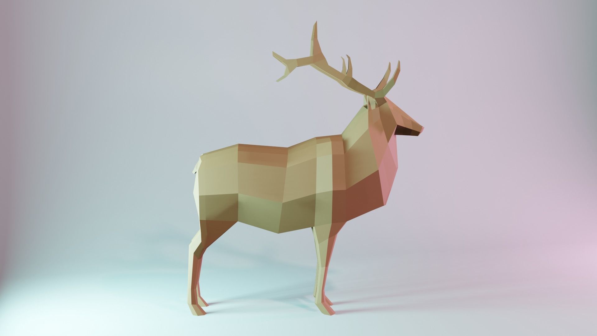 Deer low-poly game-ready polygonal Low-poly 3D model_2