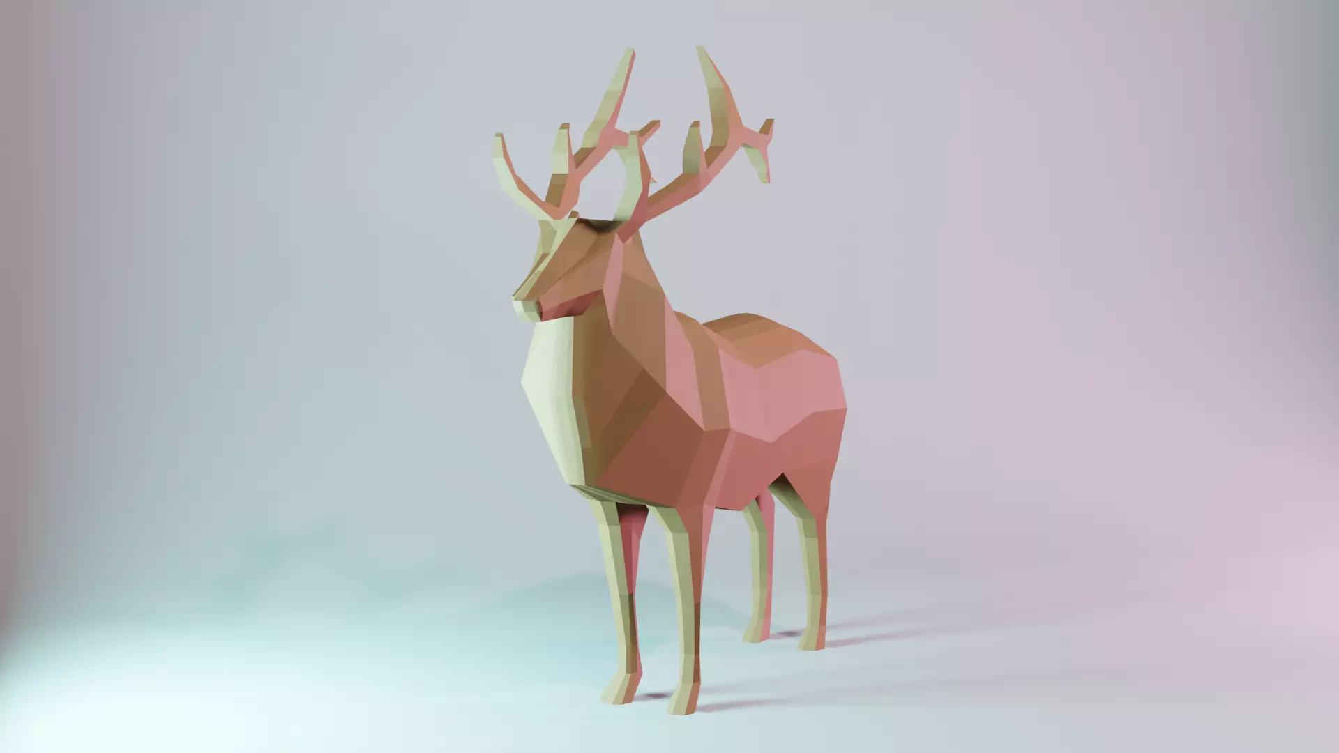 Deer low-poly game-ready polygonal Low-poly 3D model_0