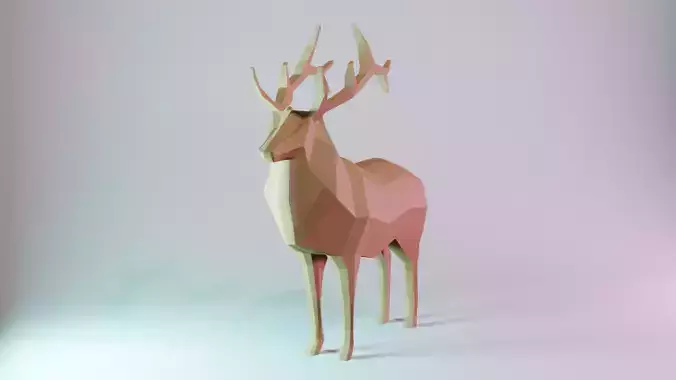 Deer low-poly game-ready polygonal