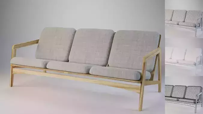 L Wooden Scandinavian sofa