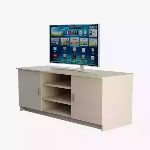 Wooden TV Stand with Smart TV Low-poly 3D model
