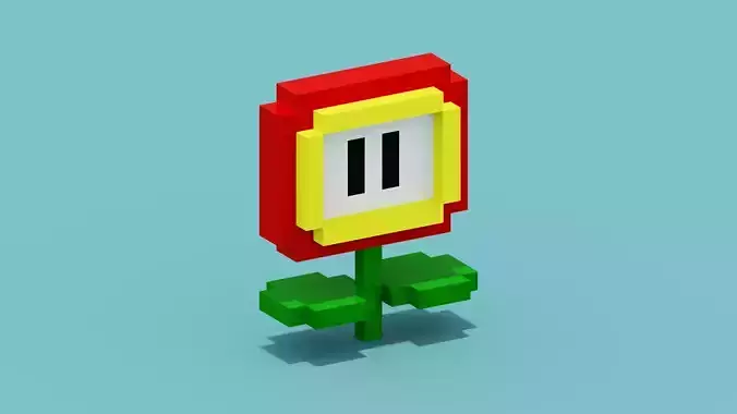 Voxel Super Mario Fire Flower Low-poly 3D model