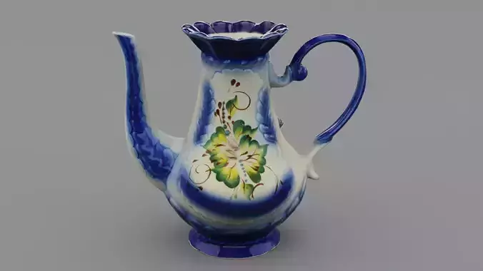 Porcelain pitcher with roses 3D model