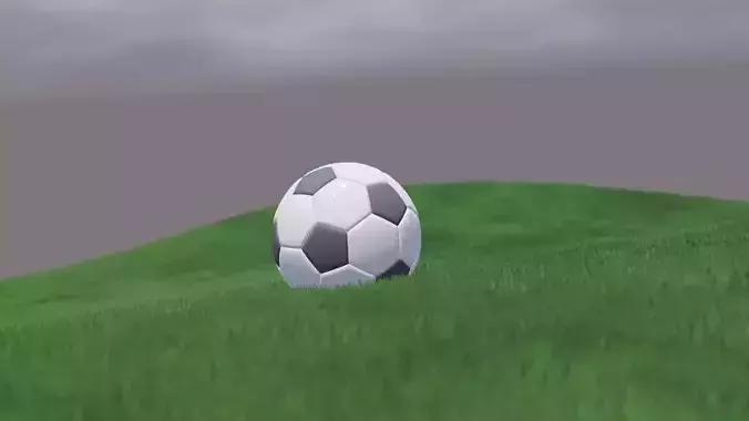 Grass soccer ball on grassy hill