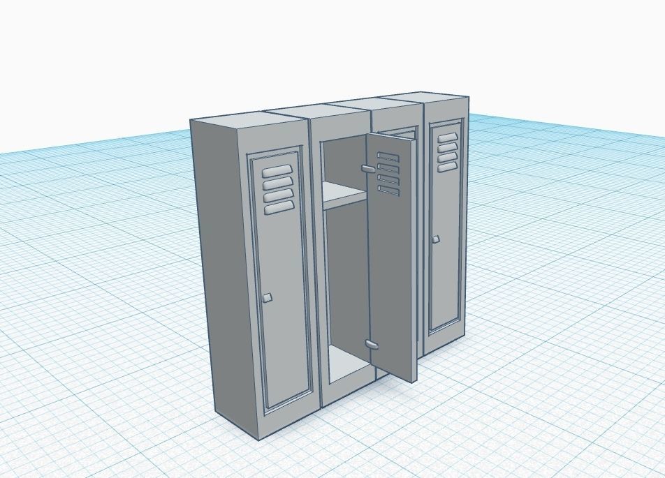 4 lockers 1 open Scale H0 1-87 3D print model_1