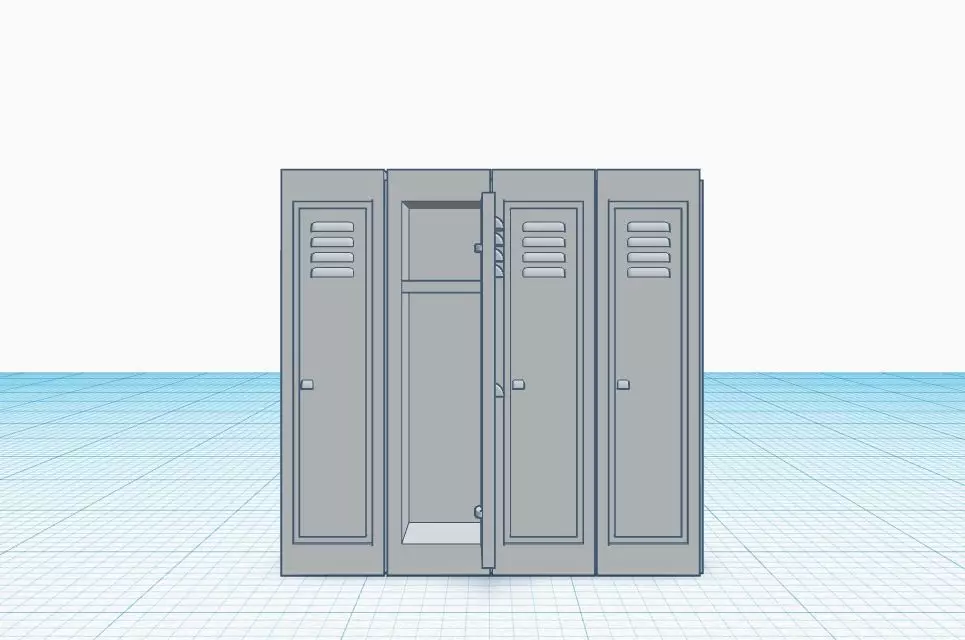 4 lockers 1 open Scale H0 1-87 3D print model_0