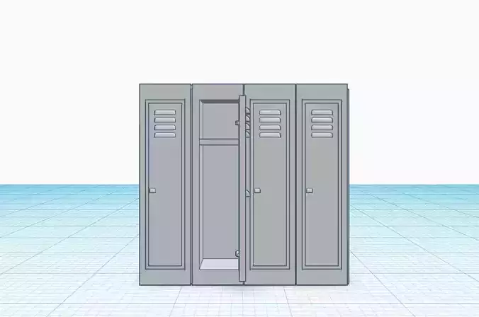 4 lockers 1 open Scale H0 1-87 3D print model