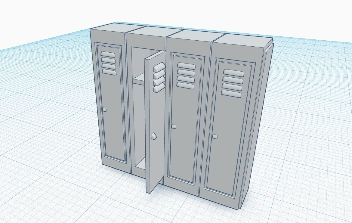 4 lockers 1 open Scale H0 1-87 3D print model_4
