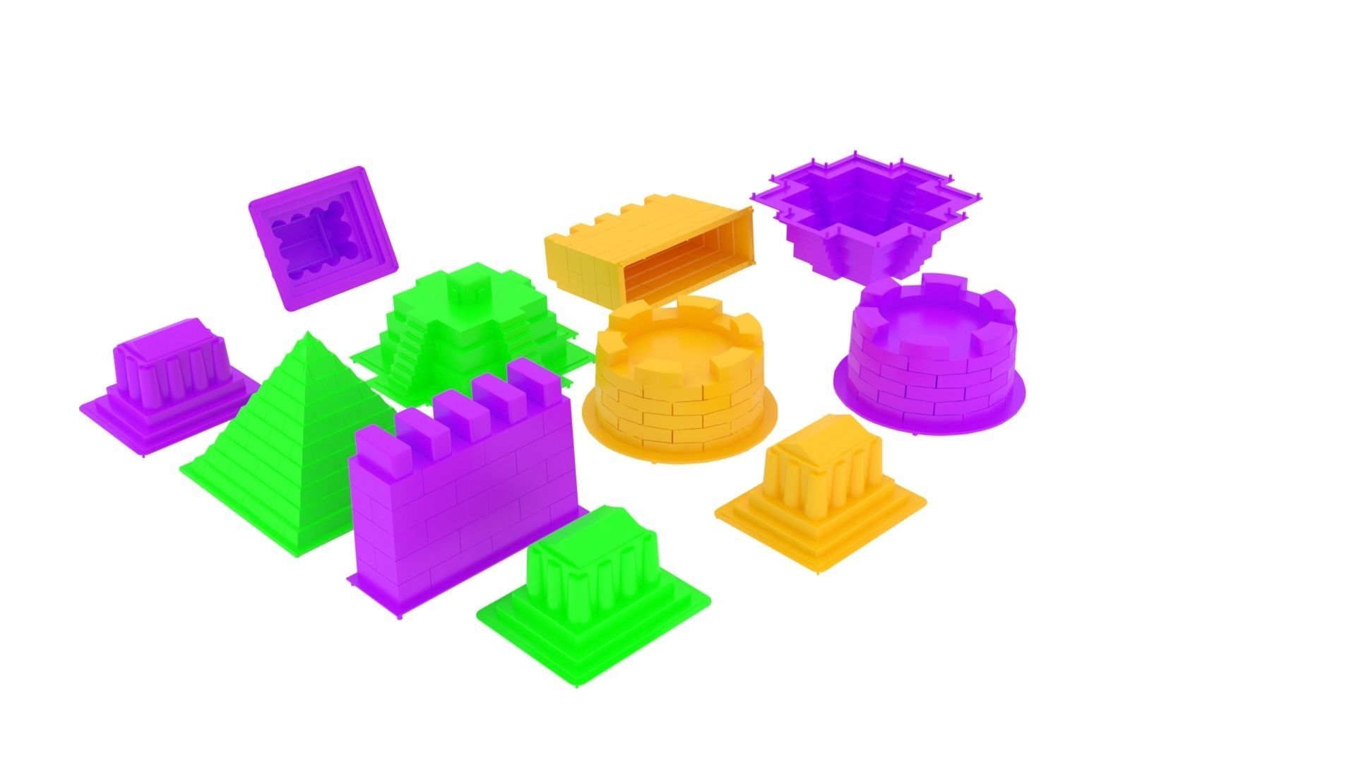 Kinetic Sand Molds Set 3D print model_0