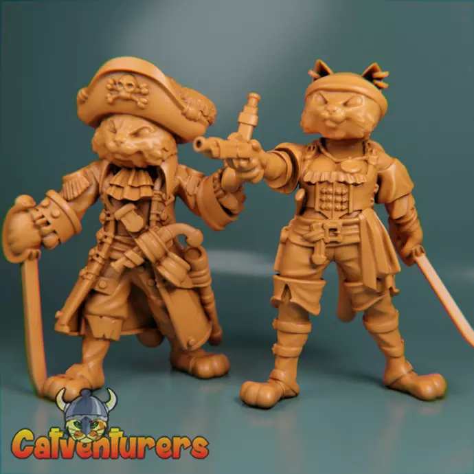 Feline Pirate Couple 3D print model_0