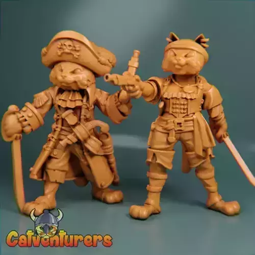 Feline Pirate Couple 3D print model