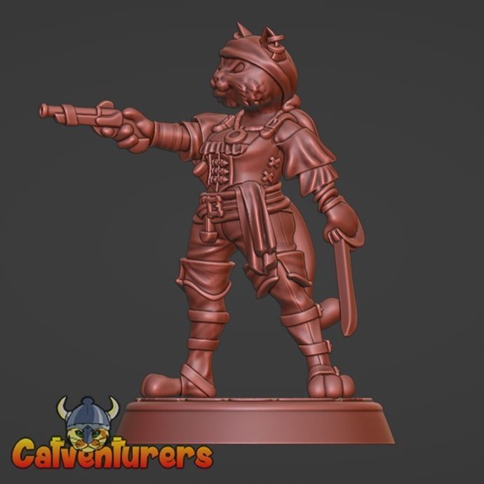 Feline Pirate Couple 3D print model_7