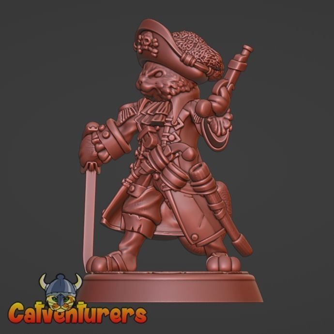 Feline Pirate Couple 3D print model_4