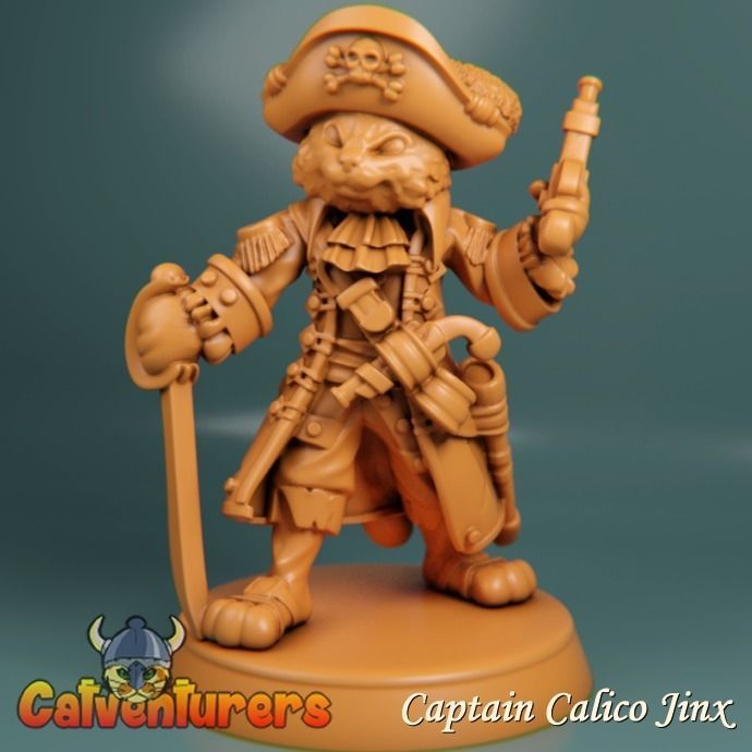 Feline Pirate Couple 3D print model_1