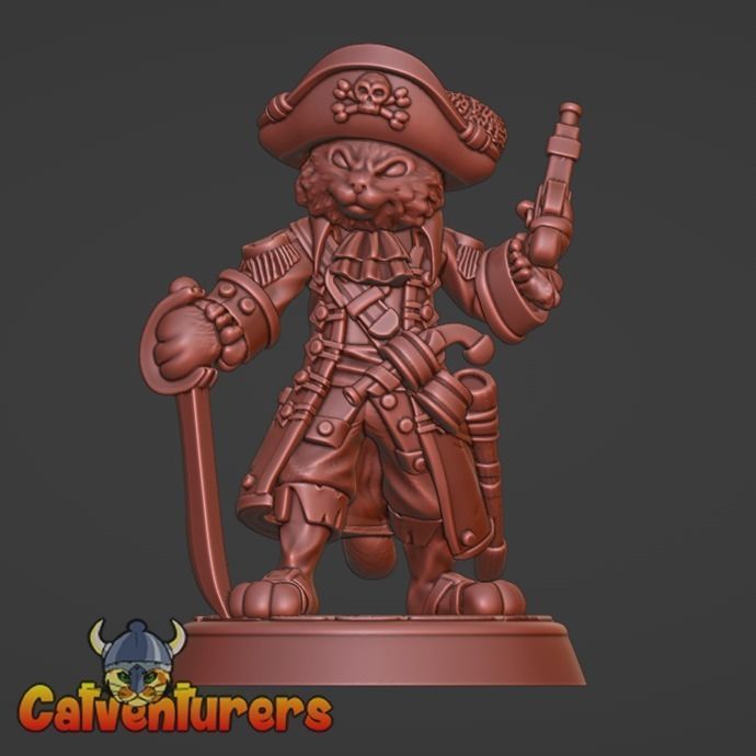 Feline Pirate Couple 3D print model_3