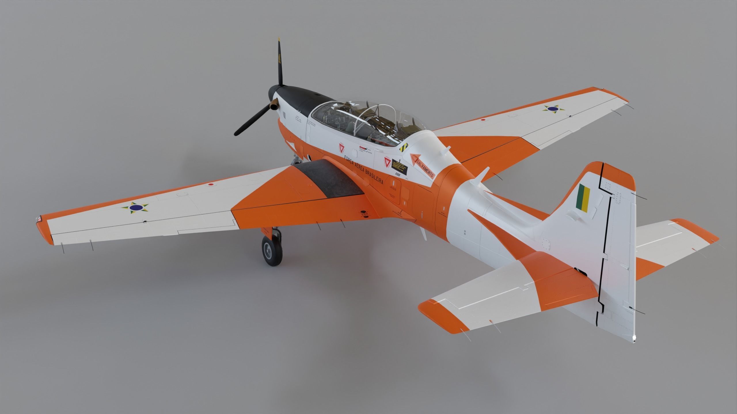 T-27 Tucano EMB-312 Low-poly 3D model_2