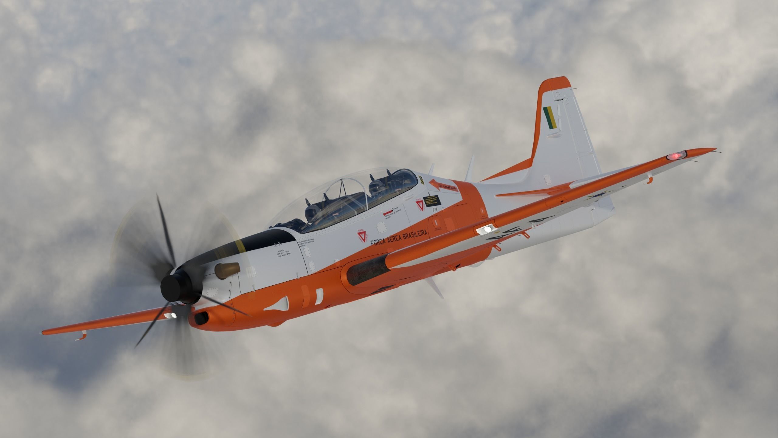T-27 Tucano EMB-312 Low-poly 3D model_7
