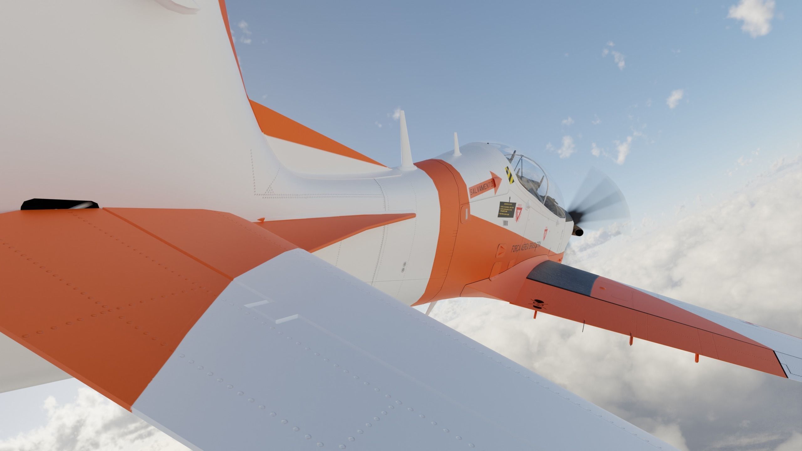 T-27 Tucano EMB-312 Low-poly 3D model_17