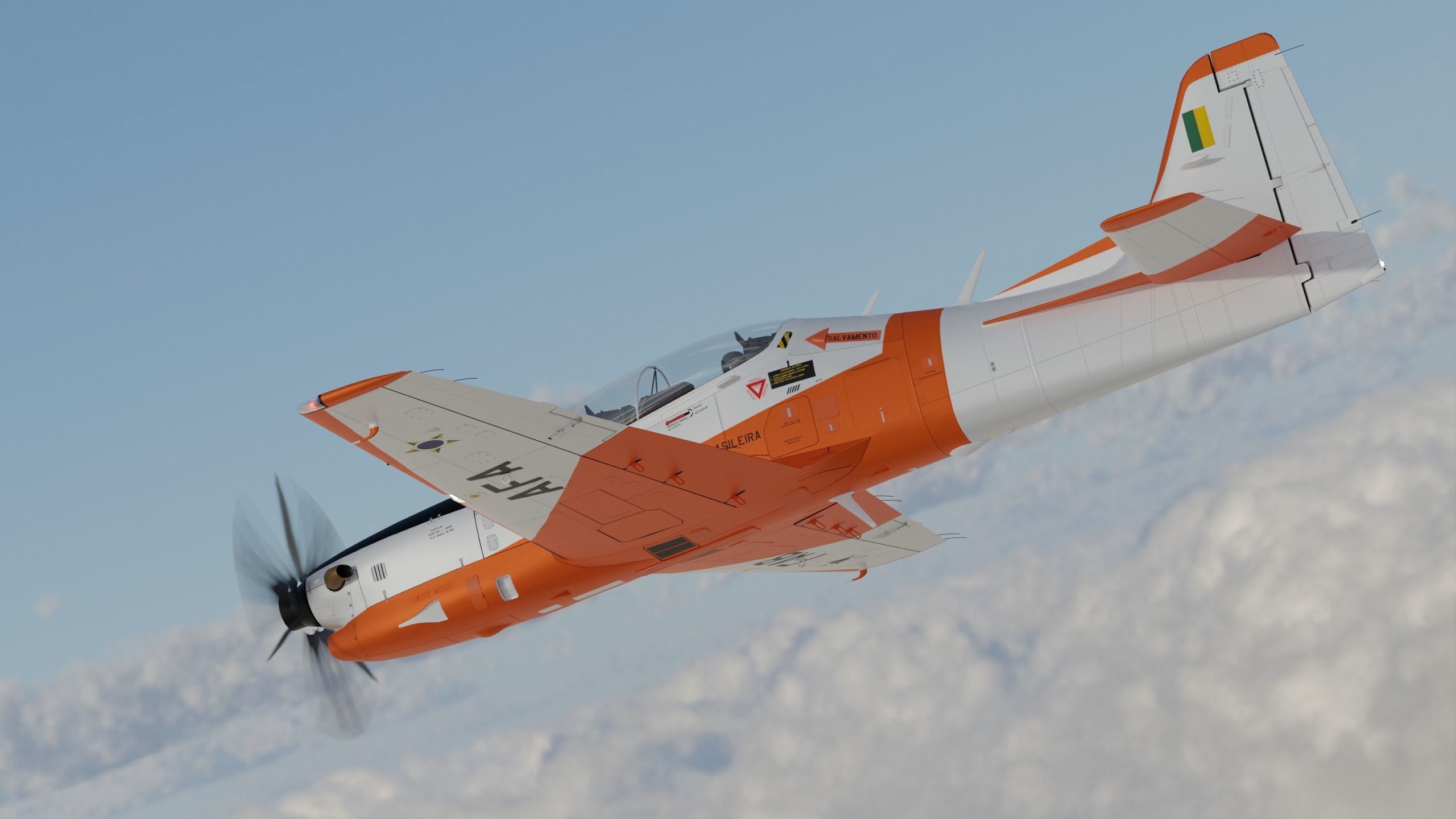 T-27 Tucano EMB-312 Low-poly 3D model_6