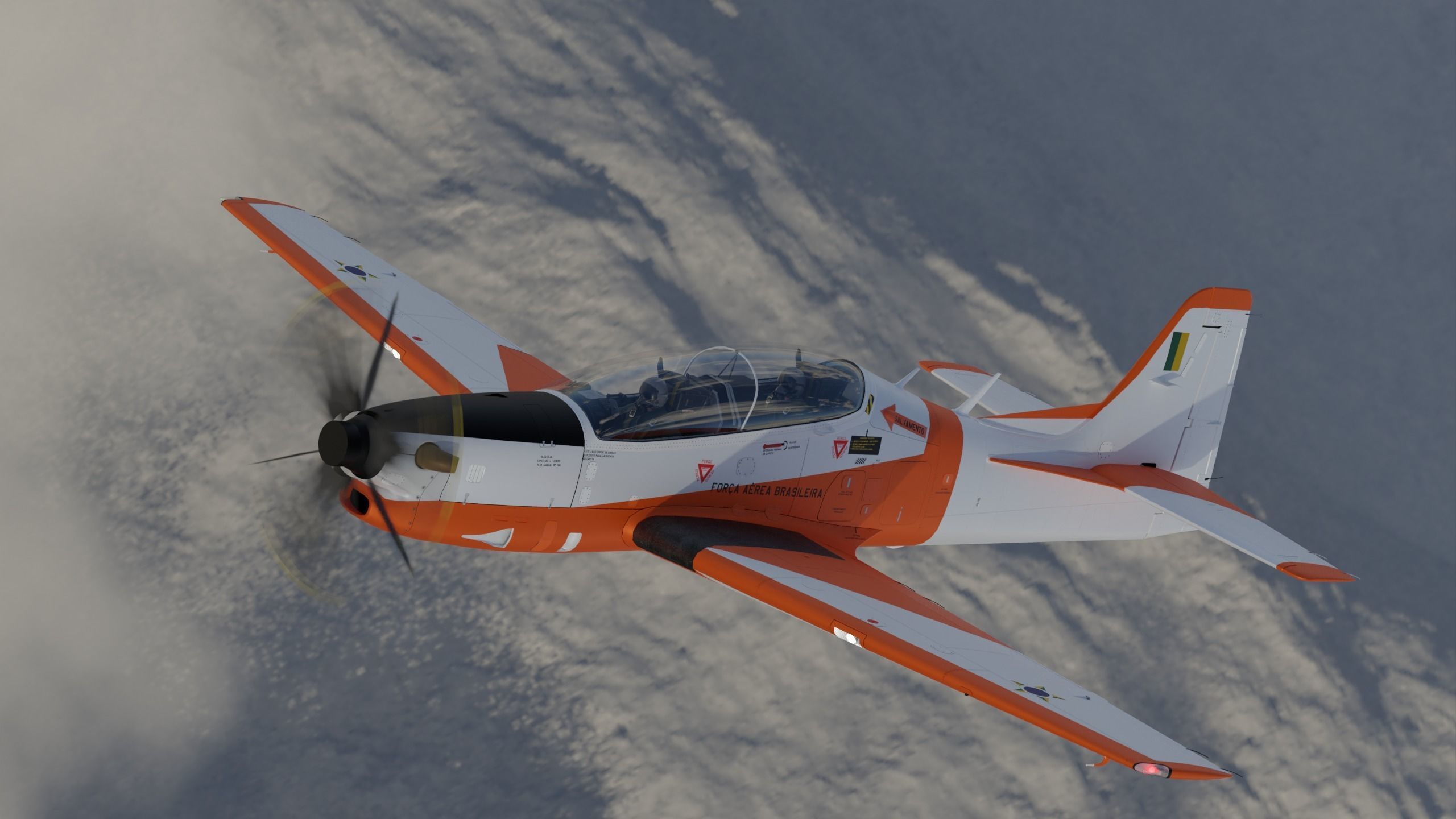T-27 Tucano EMB-312 Low-poly 3D model_9