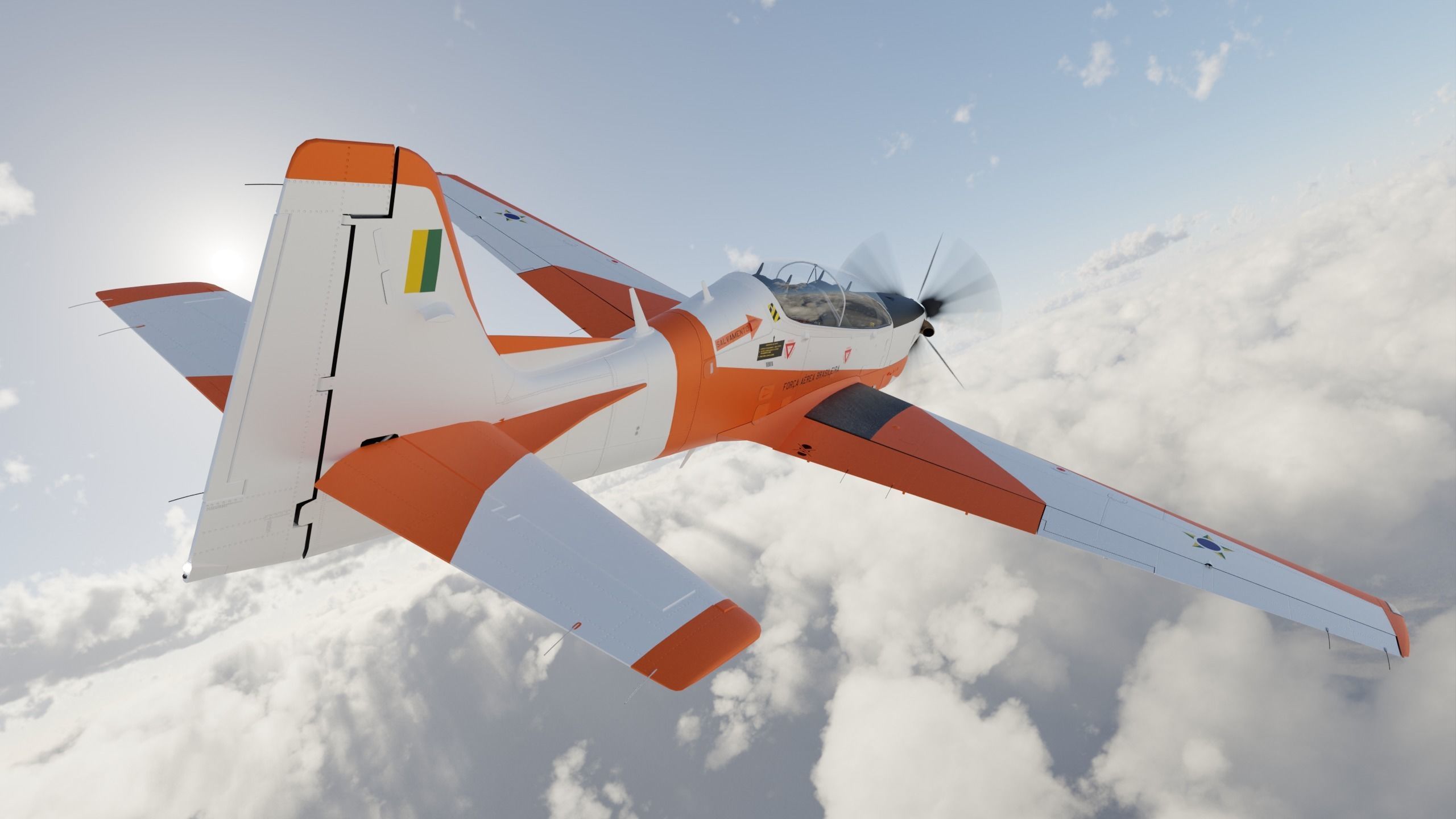 T-27 Tucano EMB-312 Low-poly 3D model_12