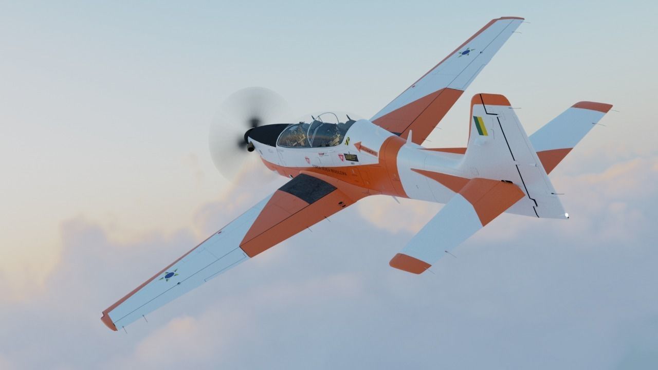T-27 Tucano EMB-312 Low-poly 3D model_10