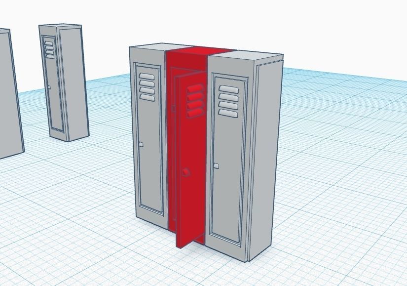 Metal Locker 3 units ho scale 1-87 3D print model_2