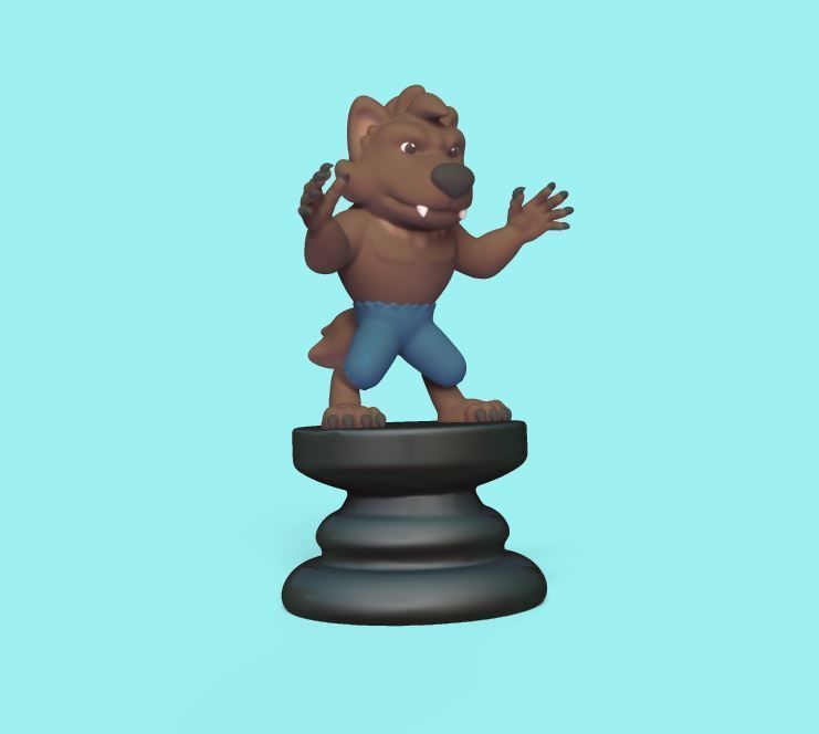 Halloween Chess - Werewolf  3D print model_1