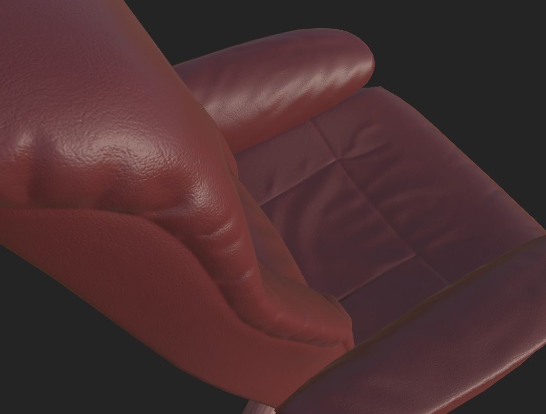 Comfy chair Low-poly 3D model_7