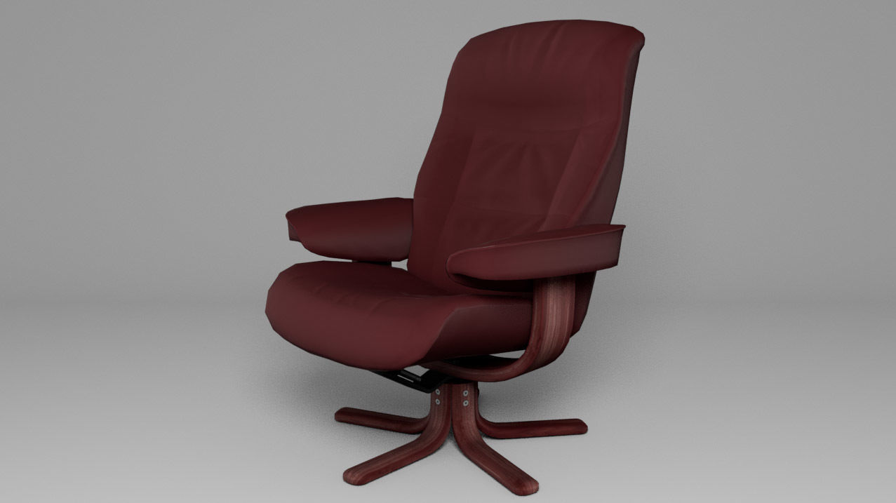 Comfy chair Low-poly 3D model_3