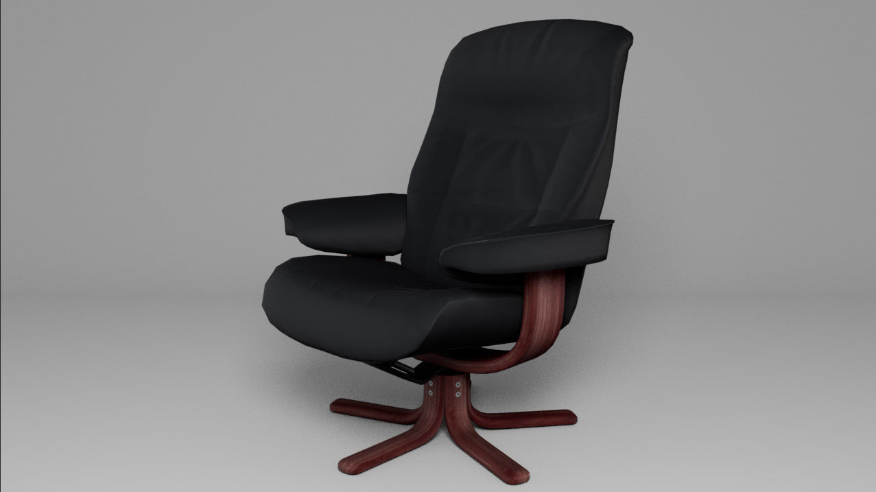Comfy chair Low-poly 3D model_1