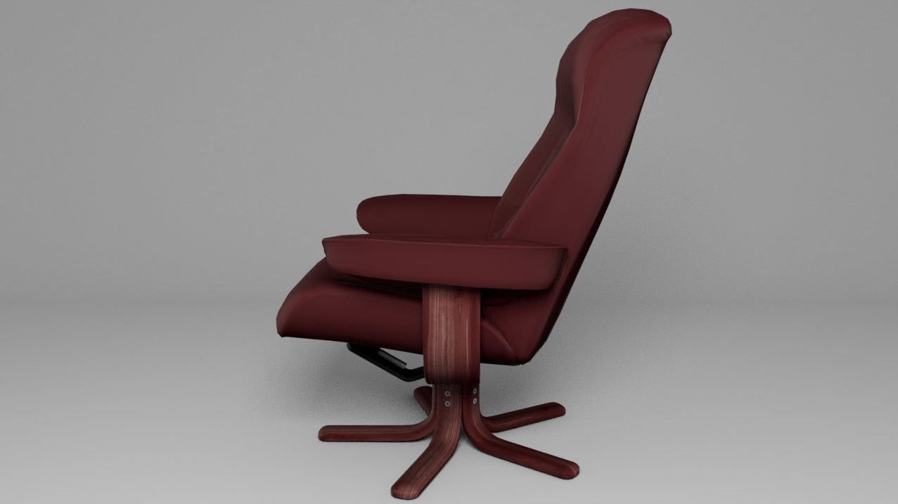Comfy chair Low-poly 3D model_4