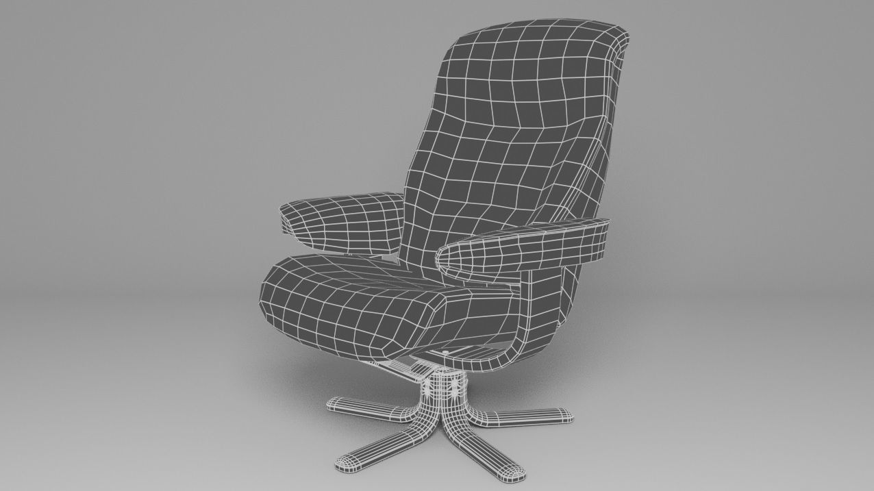 Comfy chair Low-poly 3D model_2