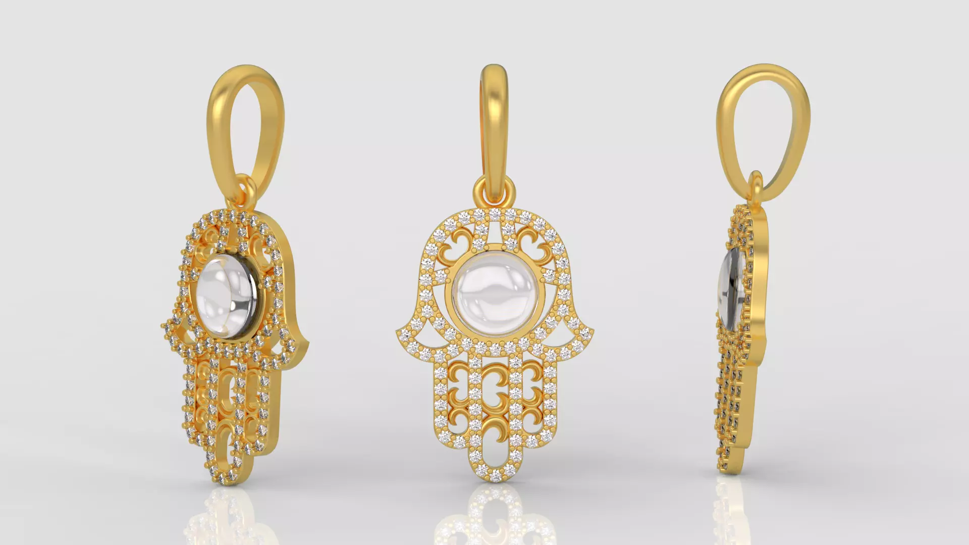 Hamsa Hand Pendant A91 Free 3D print model