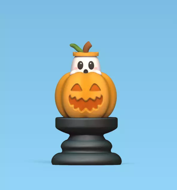 Halloween Chess - Ghost Pumpkin 3D print model_0