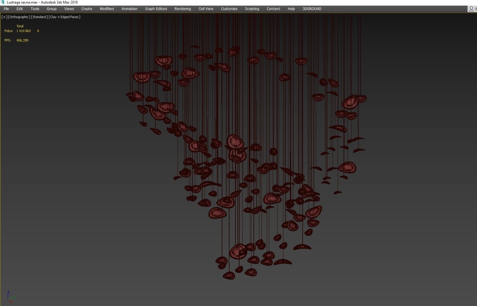 Chandelier drop Low-poly 3D model_6