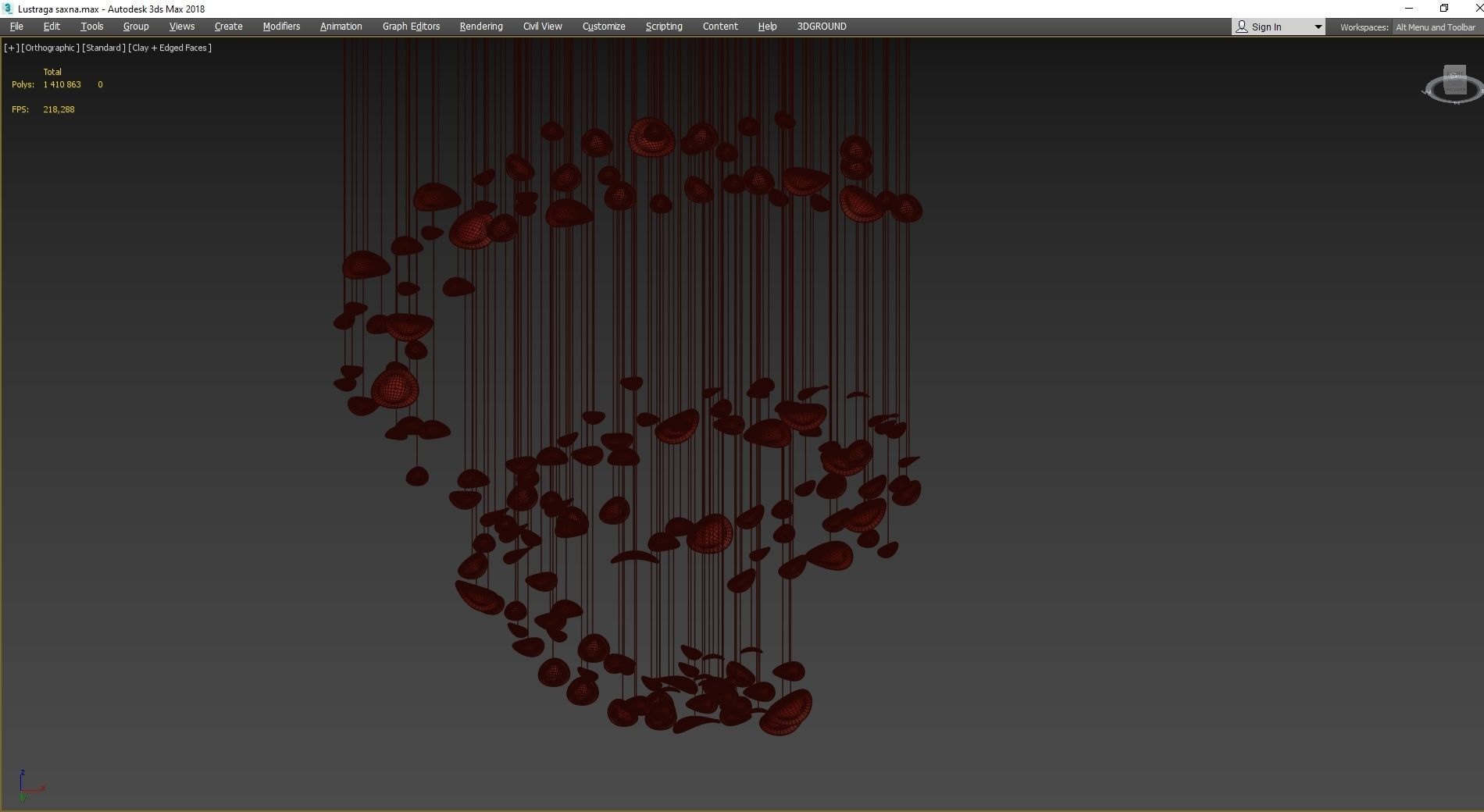 Chandelier drop Low-poly 3D model_4