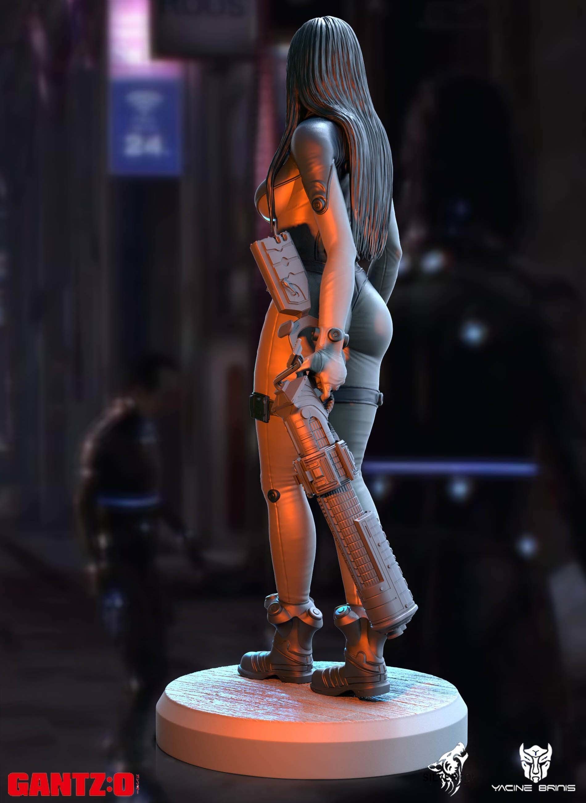 Gantz 3D Model statue of woman holding sword 3D print model_49