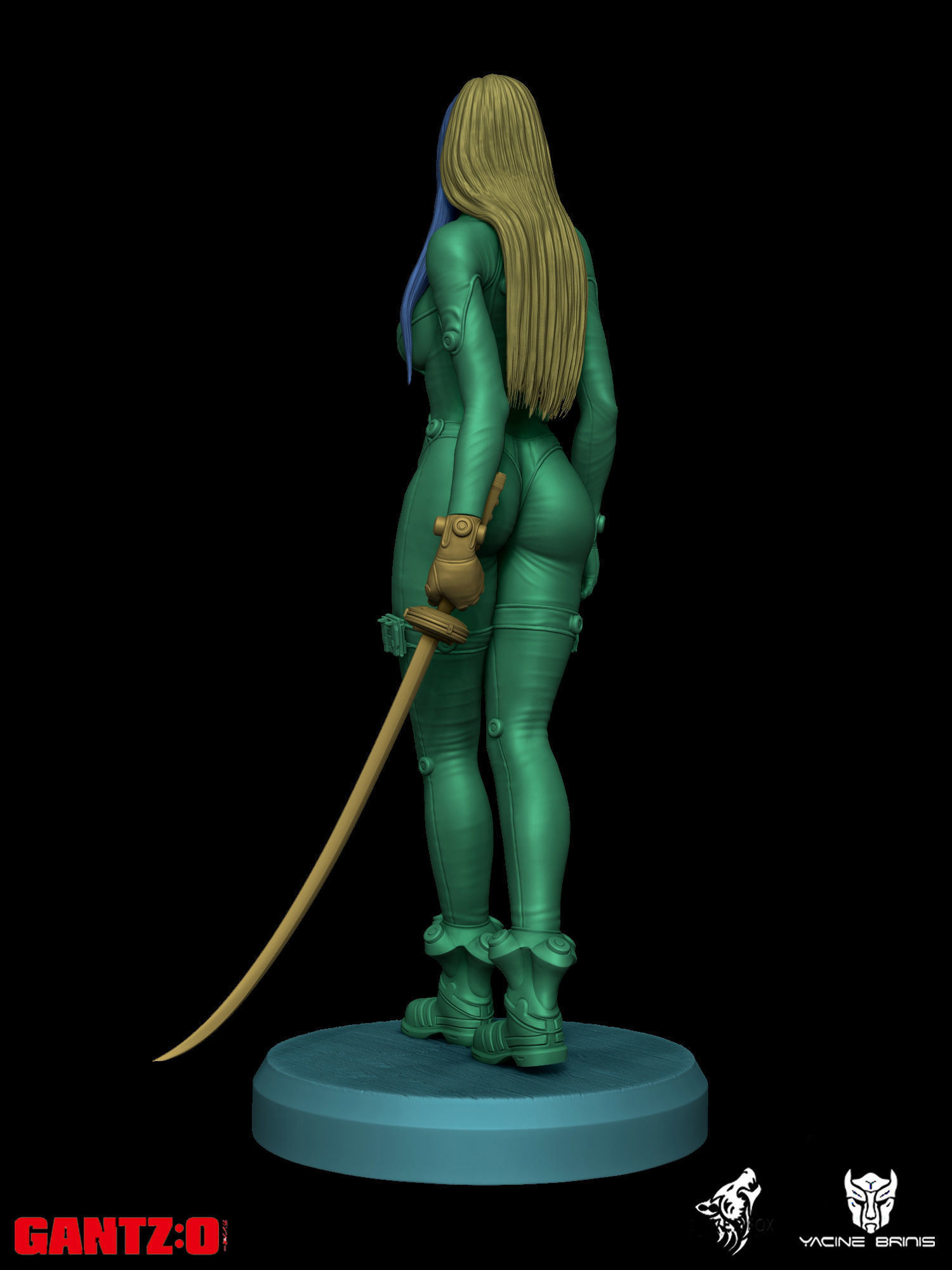 Gantz 3D Model statue of woman holding sword 3D print model_58