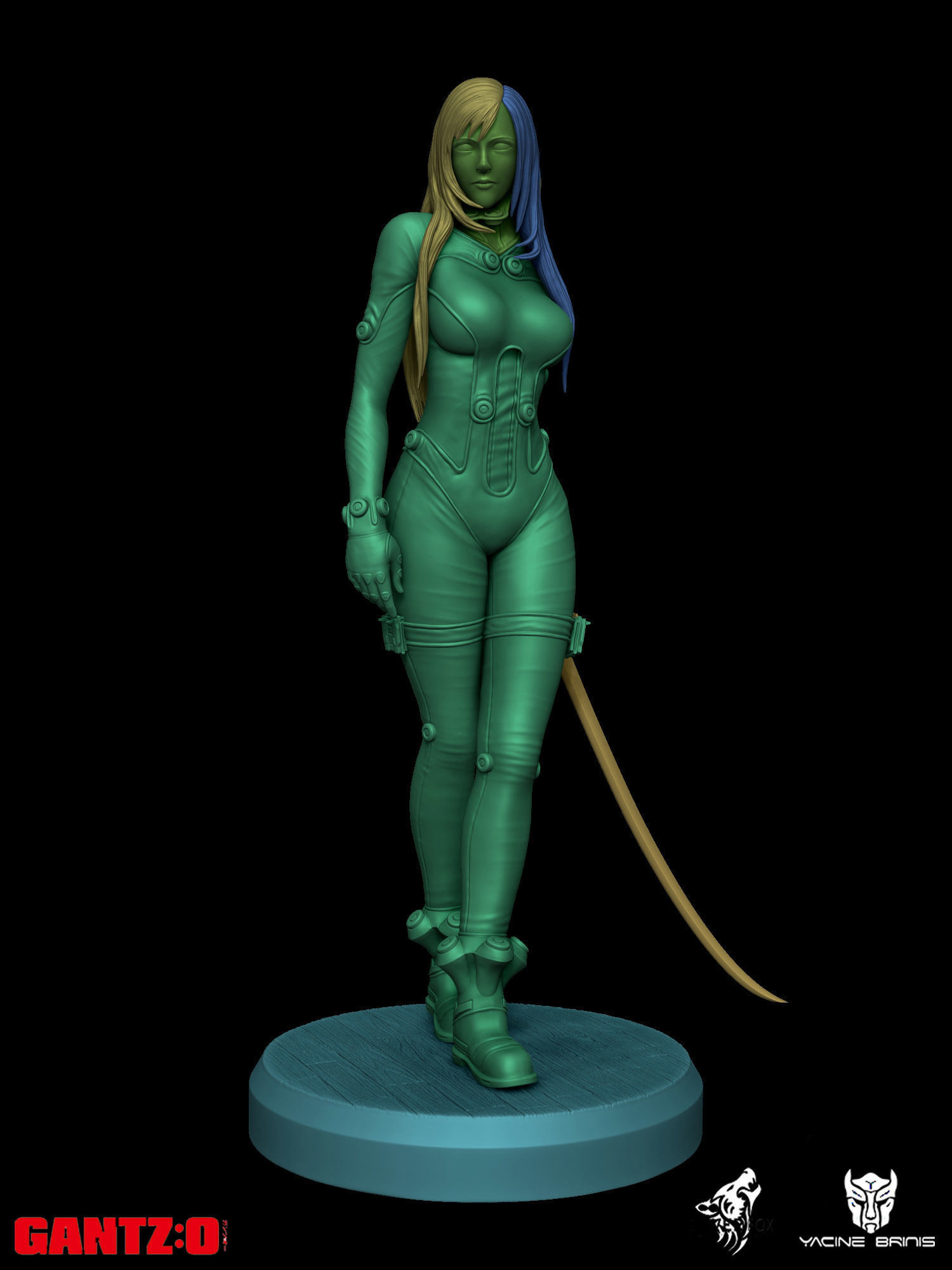 Gantz 3D Model statue of woman holding sword 3D print model_59