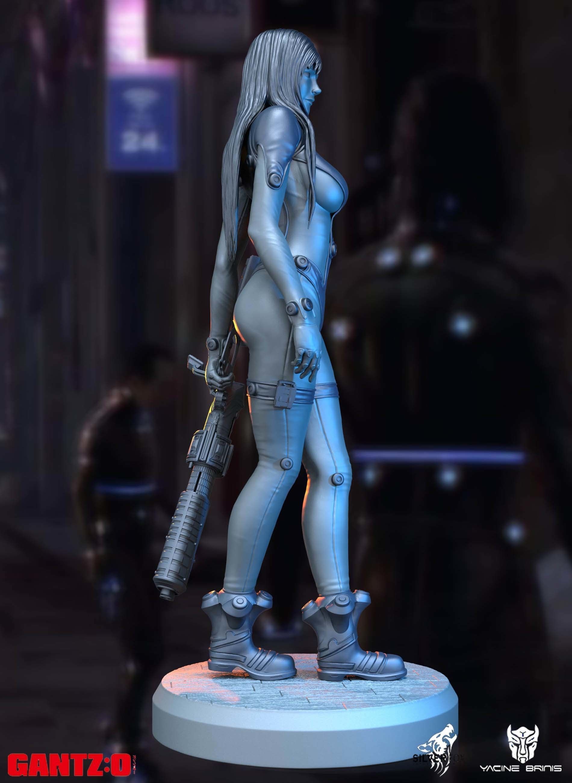 Gantz 3D Model statue of woman holding sword 3D print model_47