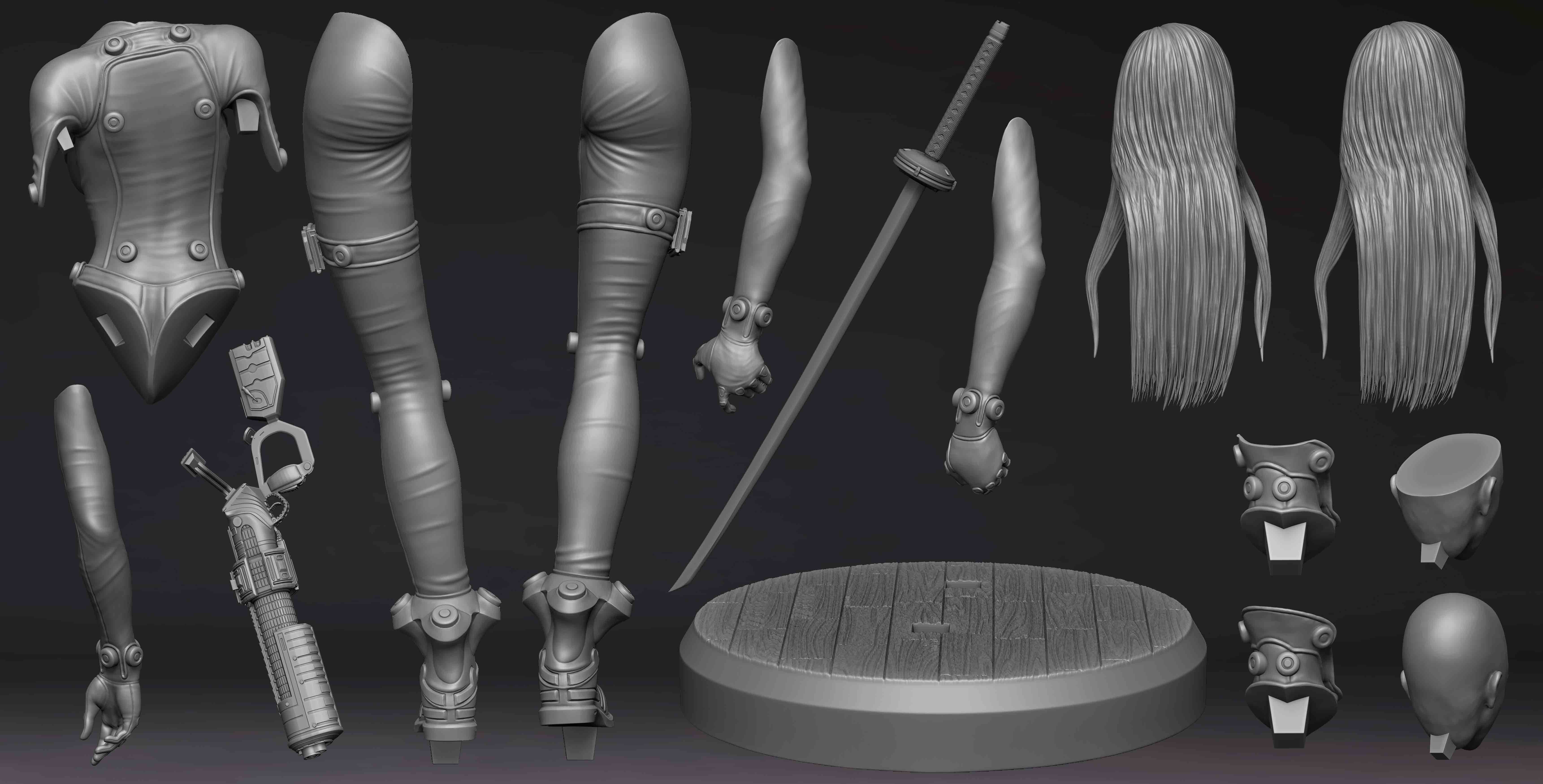 Gantz 3D Model statue of woman holding sword 3D print model_61