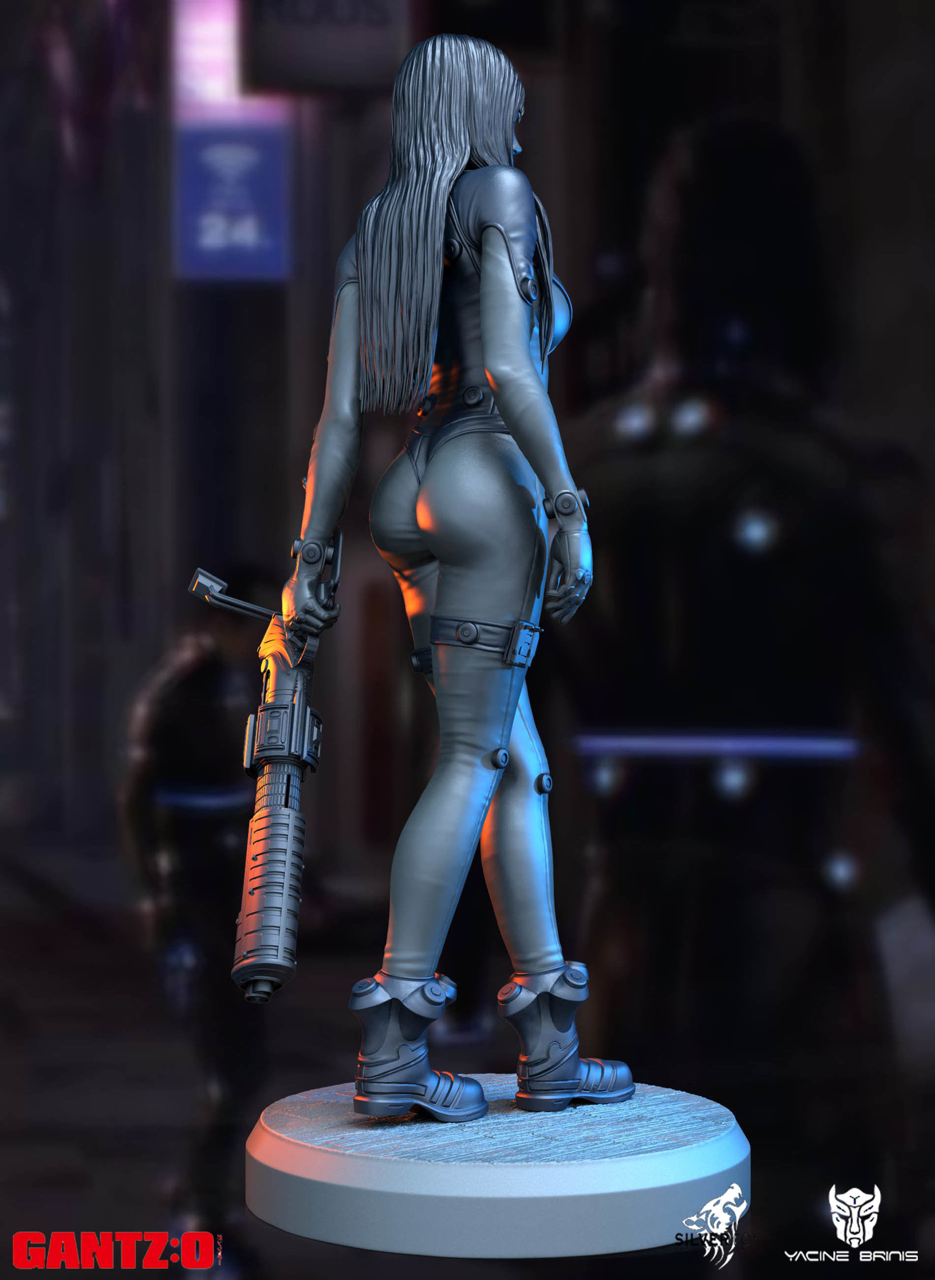 Gantz 3D Model statue of woman holding sword 3D print model_56